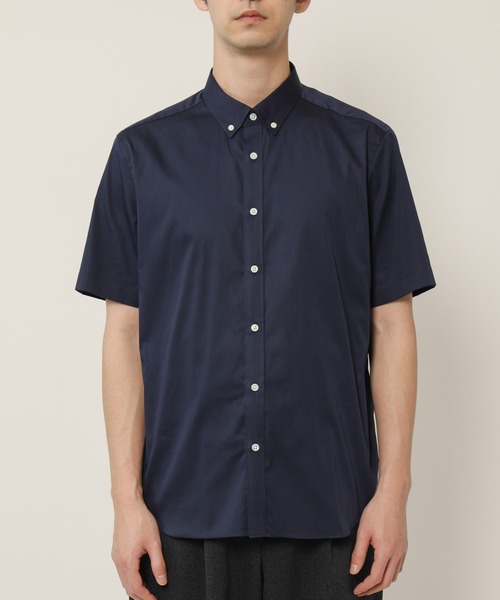 KASHIYAMA（カシヤマ）の「ボタンダウンショートスリーブ　サテンストレッチ　カジュアルテイルシャツ（シャツ/ブラウス・メンズ・ブルー/ホワイト/ネイビー・マルチサイズ）」の5枚目の写真