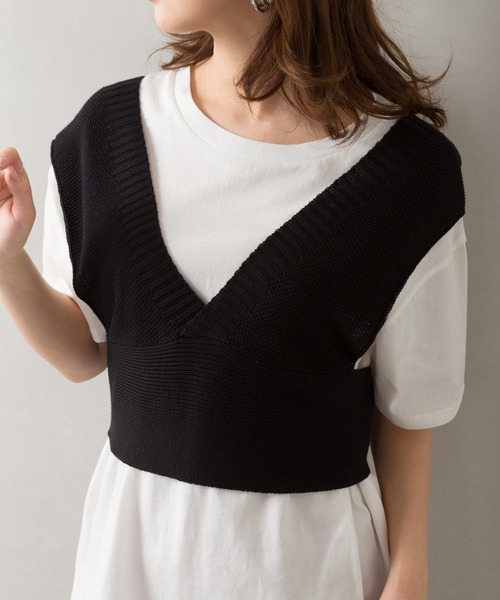 SpRay(スプレイ)の「ビスチェアンサンブル(アンサンブル・レディース・ベージュ/ブラック/ブルー/オリーブ・FREE)」の1枚目の写真