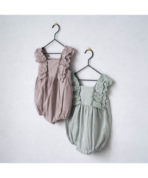 apres les cours（アプレレクール）の「ナチュラルコットンロンパス（ロンパース・キッズ・ベージュ/ミント・80/70）」の16枚目の写真
