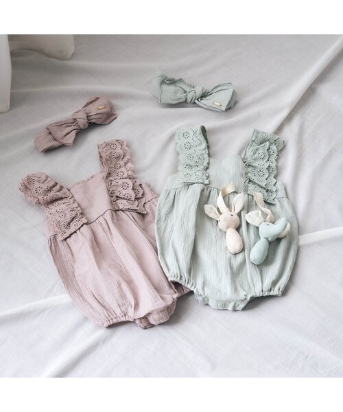 apres les cours（アプレレクール）の「ナチュラルコットンロンパス（ロンパース・キッズ・ベージュ/ミント・80/70）」の18枚目の写真