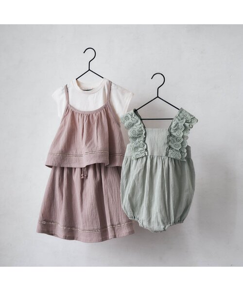 apres les cours（アプレレクール）の「ナチュラルコットンロンパス（ロンパース・キッズ・ベージュ/ミント・80/70）」の19枚目の写真