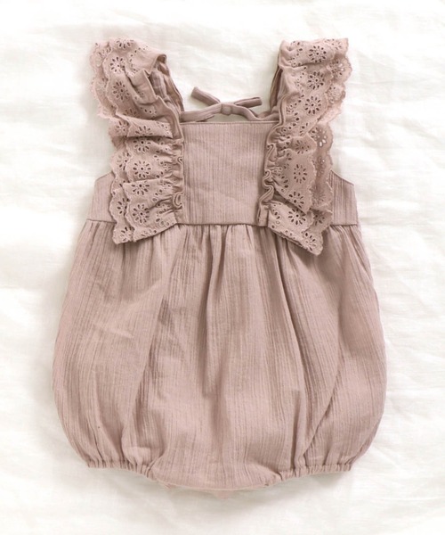 apres les cours（アプレレクール）の「ナチュラルコットンロンパス（ロンパース・キッズ・ベージュ/ミント・80/70）」の3枚目の写真