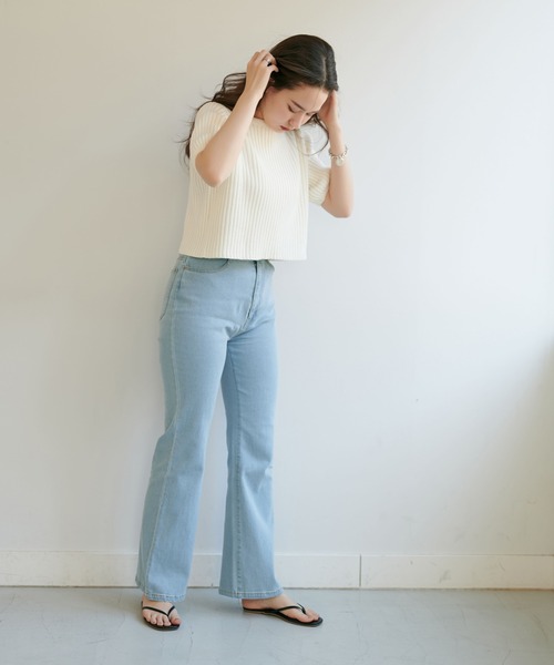 TINA：JOJUN（ティーナジョジュン）の「エアリーコットン半袖プルオーバー TINA：JOJUN（ニット/セーター・レディース・ブラック/モカ/ホワイト・M）」の6枚目の写真