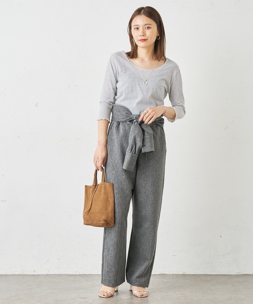 Omekashi（オメカシ）の「ボーダーバックシャンメロウTシャツ（Tシャツ/カットソー・レディース・ピンク/ブラック・FREE）」の2枚目の写真