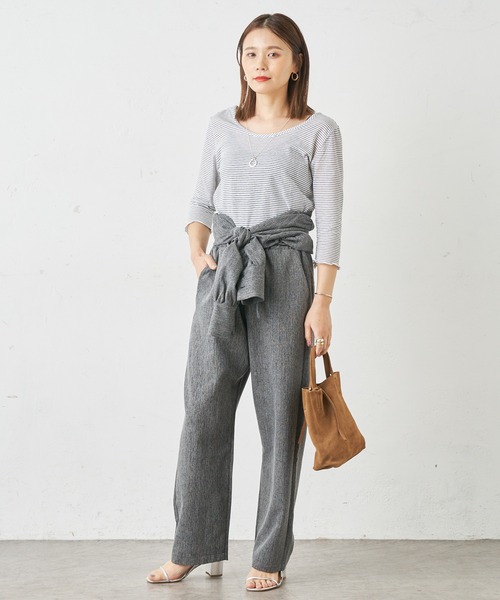 Omekashi（オメカシ）の「ボーダーバックシャンメロウTシャツ（Tシャツ/カットソー・レディース・ピンク/ブラック・FREE）」の4枚目の写真