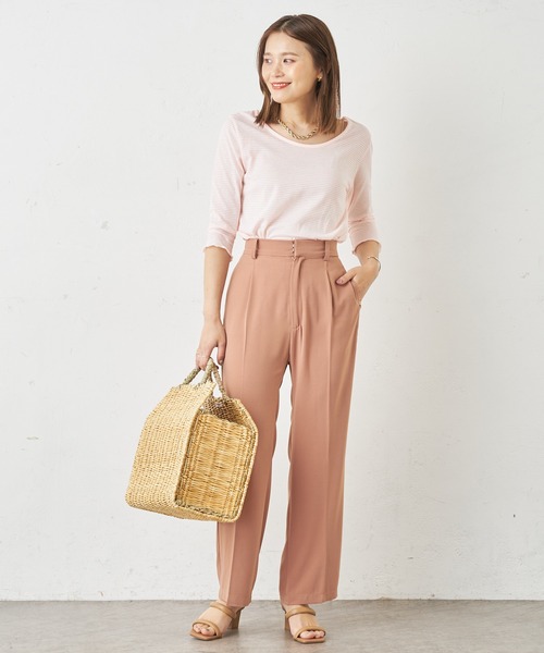 Omekashi（オメカシ）の「ボーダーバックシャンメロウTシャツ（Tシャツ/カットソー・レディース・ピンク/ブラック・FREE）」の5枚目の写真