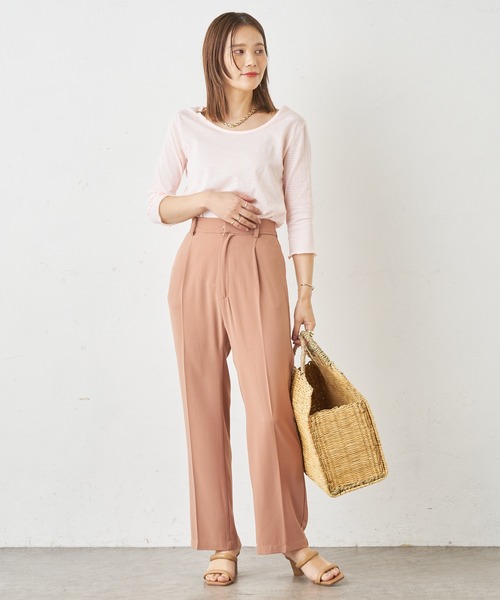 Omekashi（オメカシ）の「ボーダーバックシャンメロウTシャツ（Tシャツ/カットソー・レディース・ピンク/ブラック・FREE）」の6枚目の写真