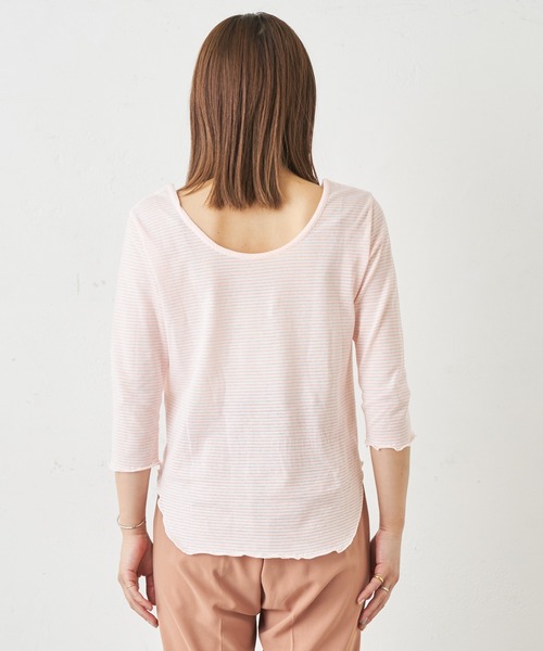 Omekashi（オメカシ）の「ボーダーバックシャンメロウTシャツ（Tシャツ/カットソー・レディース・ピンク/ブラック・FREE）」の13枚目の写真