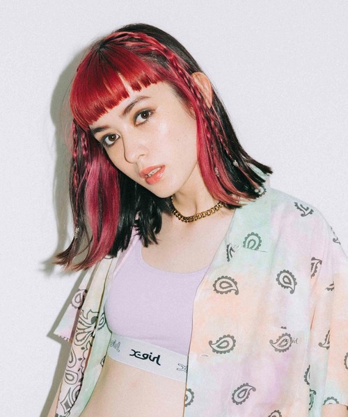 X-girl（エックスガール）の「LOGO BRA TOP（ブラジャー・レディース・ライトパープル/ブラック/オレンジ・S/M）」の6枚目の写真