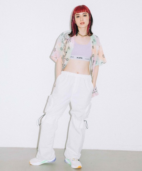 X-girl（エックスガール）の「LOGO BRA TOP（ブラジャー・レディース・ライトパープル/ブラック/オレンジ・S/M）」の7枚目の写真