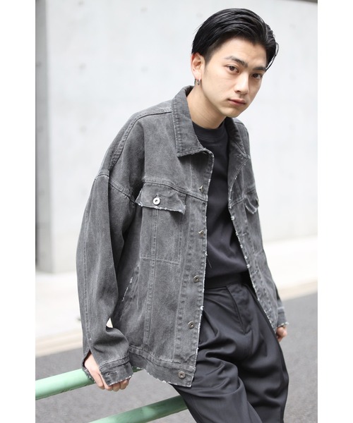 CREARE -LINO-(クレアーレリノ)の「オーバーサイズ ダメージ加工 デニムジャケット<ZOZOTOWN限定アイテム>(デニムジャケット・メンズ・ブラック/グレー/ブルー・FREE)」の2枚目の写真