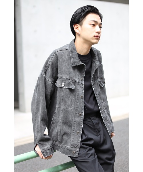 CREARE -LINO-(クレアーレリノ)の「オーバーサイズ ダメージ加工 デニムジャケット<ZOZOTOWN限定アイテム>(デニムジャケット・メンズ・ブラック/グレー/ブルー・FREE)」の5枚目の写真