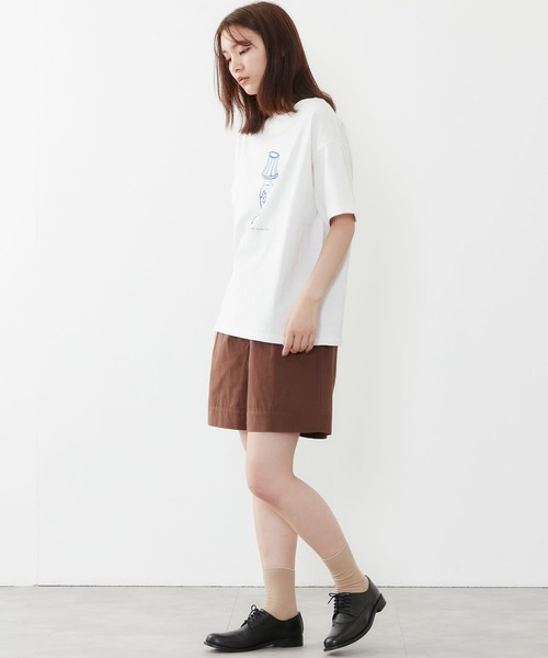 POU DOU DOU（プードゥドゥ）の「drawingモチーフプリントTee（Tシャツ/カットソー・レディース・ブラック/ベージュ/オフホワイト・3）」の4枚目の写真