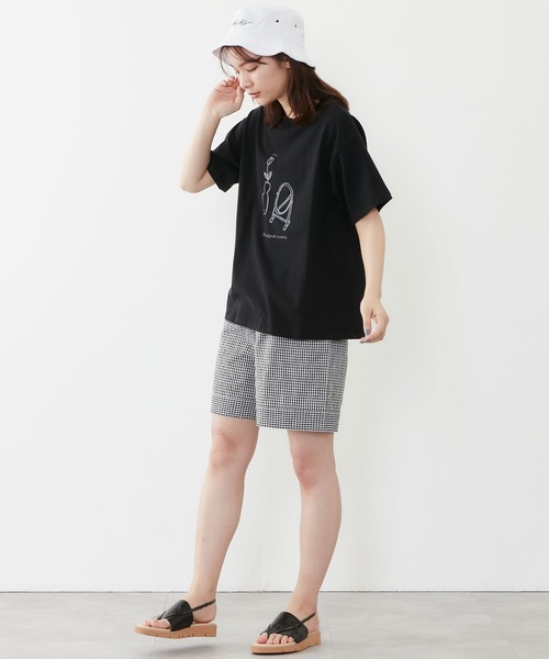 POU DOU DOU（プードゥドゥ）の「drawingモチーフプリントTee（Tシャツ/カットソー・レディース・ブラック/ベージュ/オフホワイト・3）」の8枚目の写真