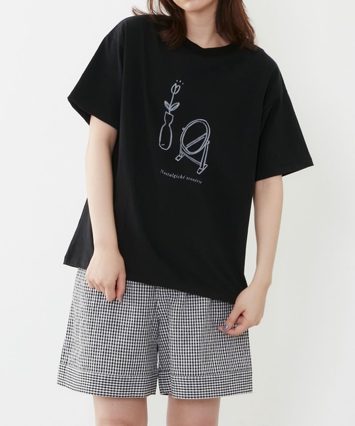 POU DOU DOU（プードゥドゥ）の「drawingモチーフプリントTee（Tシャツ/カットソー・レディース・ブラック/ベージュ/オフホワイト・3）」の19枚目の写真