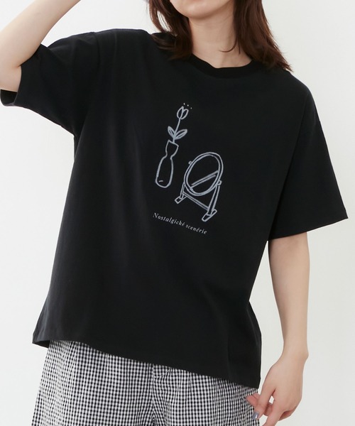 POU DOU DOU（プードゥドゥ）の「drawingモチーフプリントTee（Tシャツ/カットソー・レディース・ブラック/ベージュ/オフホワイト・3）」の5枚目の写真