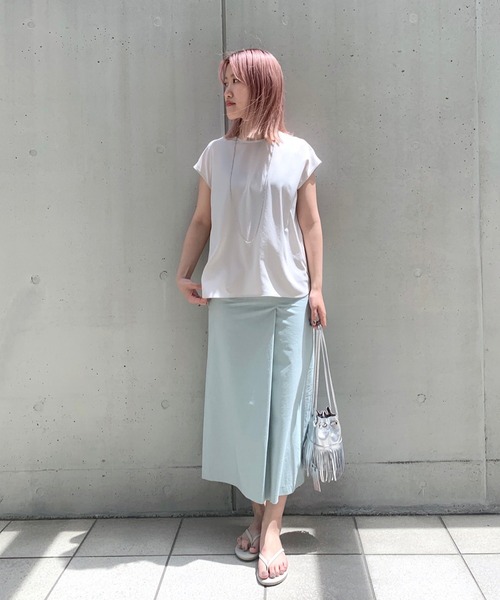RIVE DROITE（リヴドロワ）の「リネン混フラップスカート（スカート・レディース・ベージュ/ミント・FREE）」の6枚目の写真