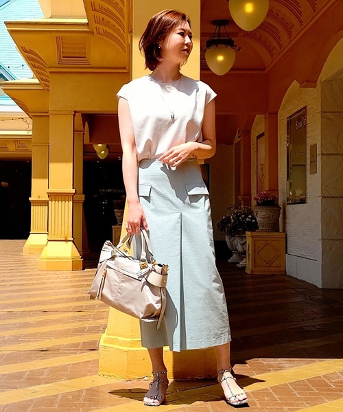 RIVE DROITE（リヴドロワ）の「リネン混フラップスカート（スカート・レディース・ベージュ/ミント・FREE）」の14枚目の写真