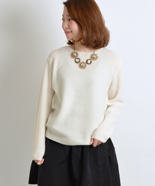 SHIPS for women（シップスフォーウィメン）の「【GINZA 12月号掲載】カシミヤ　アゼ 7G　プルオーバー（ニット/セーター・レディース・オフホワイト/グレー/ピンク/ブルー・ONE SIZE）」の2枚目の写真