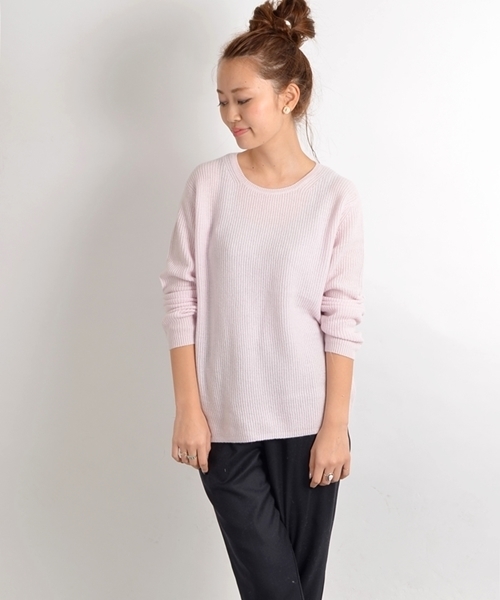 SHIPS for women（シップスフォーウィメン）の「【GINZA 12月号掲載】カシミヤ　アゼ 7G　プルオーバー（ニット/セーター・レディース・オフホワイト/グレー/ピンク/ブルー・ONE SIZE）」の4枚目の写真