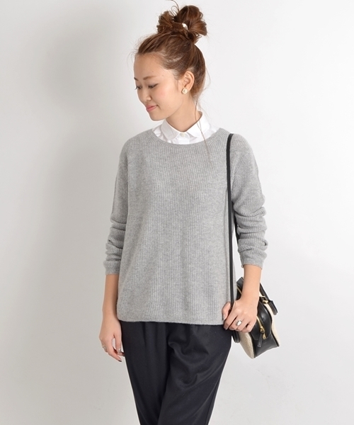 SHIPS for women（シップスフォーウィメン）の「【GINZA 12月号掲載】カシミヤ　アゼ 7G　プルオーバー（ニット/セーター・レディース・オフホワイト/グレー/ピンク/ブルー・ONE SIZE）」の17枚目の写真