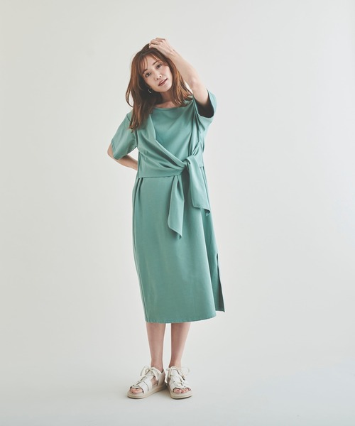 Anuenue（アヌエヌエ）の「ウエストデザインコットンワンピース（ワンピース・レディース・ブルー/グリーン/チャコール・FREE）」の16枚目の写真