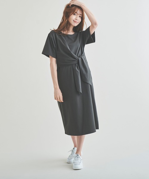 Anuenue（アヌエヌエ）の「ウエストデザインコットンワンピース（ワンピース・レディース・ブルー/グリーン/チャコール・FREE）」の15枚目の写真