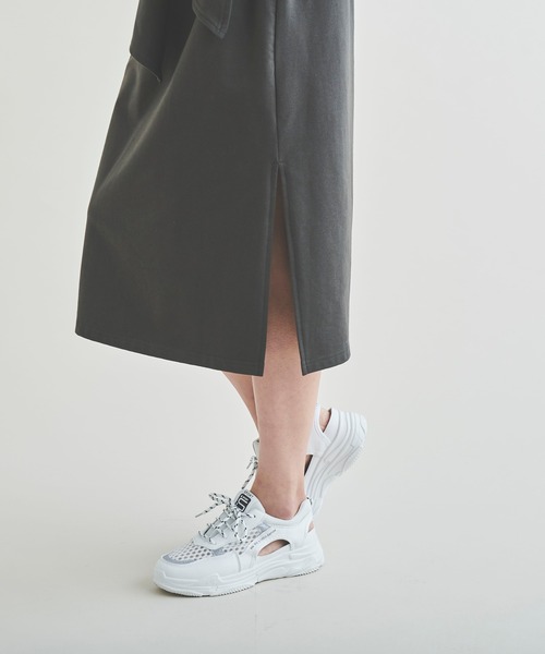 Anuenue（アヌエヌエ）の「ウエストデザインコットンワンピース（ワンピース・レディース・ブルー/グリーン/チャコール・FREE）」の6枚目の写真