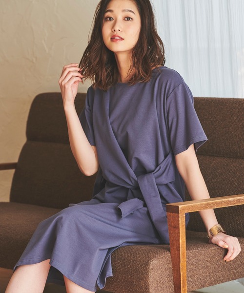 Anuenue（アヌエヌエ）の「ウエストデザインコットンワンピース（ワンピース・レディース・ブルー/グリーン/チャコール・FREE）」の13枚目の写真