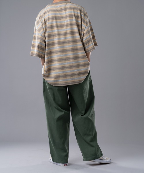 kutir(クティール)の「マルチボーダーTシャツ(Tシャツ/カットソー・メンズ・ライトブルー/オレンジ/モカ・MEDIUM/LARGE)」の6枚目の写真