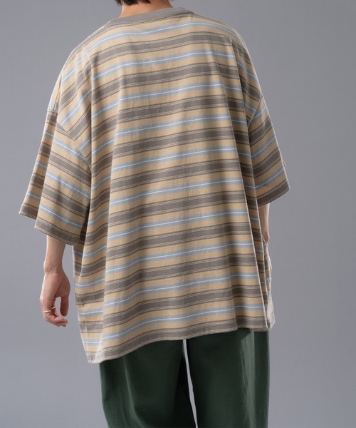 kutir(クティール)の「マルチボーダーTシャツ(Tシャツ/カットソー・メンズ・ライトブルー/オレンジ/モカ・MEDIUM/LARGE)」の21枚目の写真