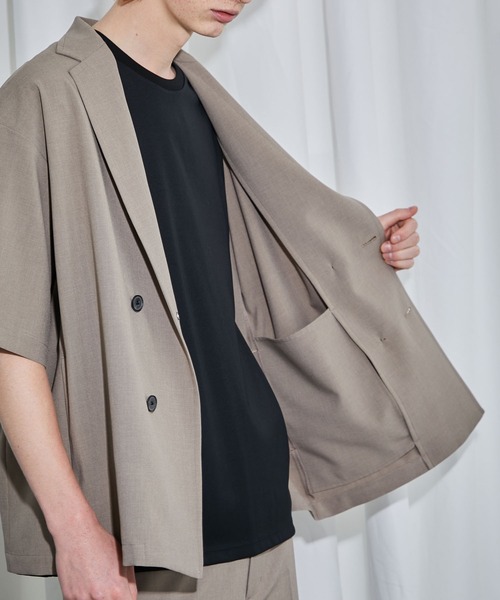 UNITED TOKYO（ユナイテッドトウキョウ）の「リネンライクダブルシャツ（シャツ/ブラウス・メンズ・ライトグレー/グレイッシュベージュ・1/2）」の5枚目の写真