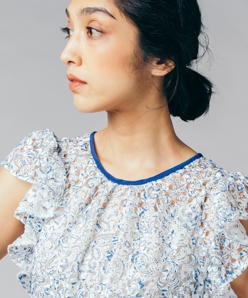 タグ付✨ダブルスタンダードクロージング レースプリントマキシワンピース ベルト DOUBLE STANDARD CLOTHING(ダブルスタンダードクロージング)の