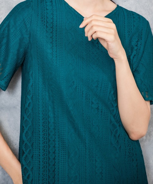 A/C DESIGN BY ALPHA CUBIC(エーシーデザインバイアルファキュービック)の「レース重ねTブラウス(Tシャツ/カットソー・レディース・ブラック/ホワイト/グリーン・LL/L/M)」の19枚目の写真