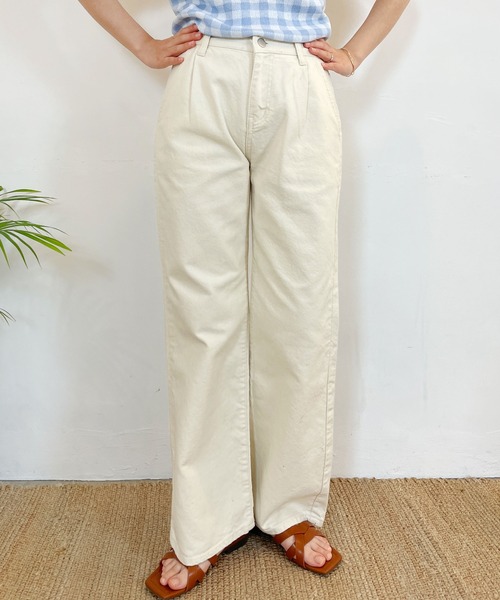 CEMONEMO（セモネモ）の「ハイウエスト タック ワイドパンツ（その他パンツ・レディース・インディゴブルー/アイボリー/ブラック・S/M）」の4枚目の写真