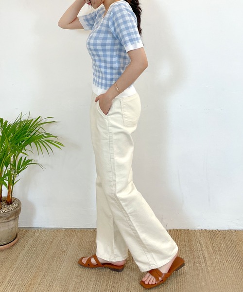 CEMONEMO（セモネモ）の「ハイウエスト タック ワイドパンツ（その他パンツ・レディース・インディゴブルー/アイボリー/ブラック・S/M）」の9枚目の写真