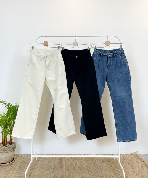 CEMONEMO（セモネモ）の「ハイウエスト タック ワイドパンツ（その他パンツ・レディース・インディゴブルー/アイボリー/ブラック・S/M）」の18枚目の写真