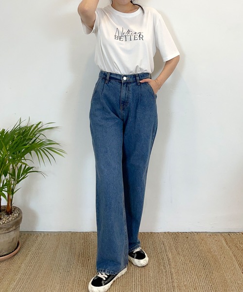 CEMONEMO（セモネモ）の「ハイウエスト タック ワイドパンツ（その他パンツ・レディース・インディゴブルー/アイボリー/ブラック・S/M）」の20枚目の写真