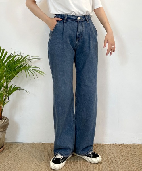 CEMONEMO（セモネモ）の「ハイウエスト タック ワイドパンツ（その他パンツ・レディース・インディゴブルー/アイボリー/ブラック・S/M）」の21枚目の写真