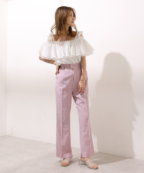 one after another NICE CLAUP（ワンアフターアナザーナイスクラップ）の「スラックスパンツ（スラックス・レディース・ピンク/ブラック/オフホワイト/ベージュ・MEDIUM/SMALL）」の11枚目の写真