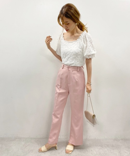 one after another NICE CLAUP（ワンアフターアナザーナイスクラップ）の「スラックスパンツ（スラックス・レディース・ピンク/ブラック/オフホワイト/ベージュ・MEDIUM/SMALL）」の6枚目の写真