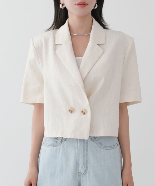 あーにゃんAMBUSHクロップドラップジャケット美品2回着用のみ ゲストルック クロップ ジャケット（テーラードジャケット）｜by