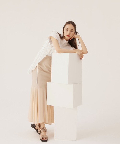 RANDEBOO（ランデブー）の「Mermaid chiffon long skirt（スカート・レディース・アイボリー/ブラック・FREE）」の7枚目の写真