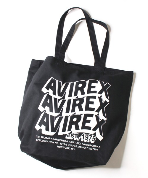 AVIREX（アヴィレックス）の「【直営店限定】ウェーブ ロゴ トート バッグ/WAVE LOGO TOTE BAG/アヴィレックス/AVIREX（トートバッグ・メンズ・オフホワイト/ブラック・FREE）」の2枚目の写真