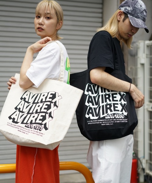 AVIREX（アヴィレックス）の「【直営店限定】ウェーブ ロゴ トート バッグ/WAVE LOGO TOTE BAG/アヴィレックス/AVIREX（トートバッグ・メンズ・オフホワイト/ブラック・FREE）」の9枚目の写真