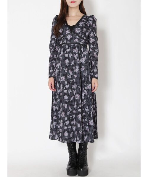 EATME（イートミー）の「フラワープリントVネックワンピース（ワンピース・レディース・ブラック/ピンク/ワイン・SMALL/MEDIUM）」の19枚目の写真