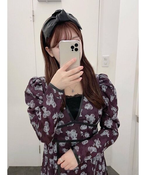 EATME（イートミー）の「フラワープリントVネックワンピース（ワンピース・レディース・ブラック/ピンク/ワイン・SMALL/MEDIUM）」の18枚目の写真