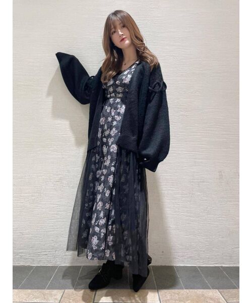 EATME（イートミー）の「フラワープリントVネックワンピース（ワンピース・レディース・ブラック/ピンク/ワイン・SMALL/MEDIUM）」の16枚目の写真