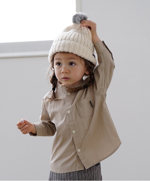 quoti use fith(クゥオティ ユース フィス)の「ハイカウントコットン 長袖ルーズシャツ(シャツ/ブラウス・キッズ・ホワイト/ネイビー/ベージュ・80/90/100/130/110/120)」の3枚目の写真