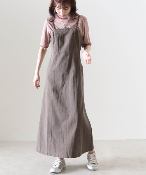 Cheek（チーク）の「デニムキャミワンピース（ワンピース・レディース・チャコールグレー/ブラウン/グレイッシュベージュ・MEDIUM）」の3枚目の写真